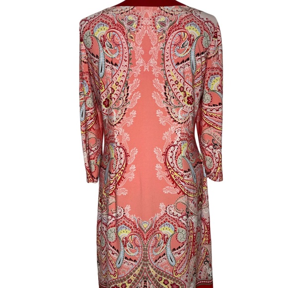 Elegant Paisley Print Dress - Coral - Picture 2 of 3